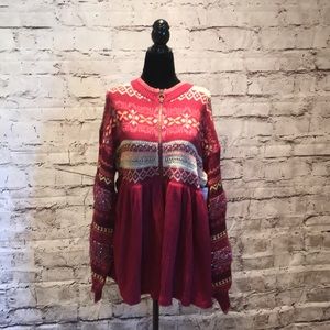 NWT free people fair isle half zip sweater